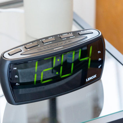 Large Number Alarm Clock & AM/FM Radio, Bold Green LED Time Screen.