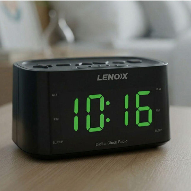 Smartphone-Charging Alarm Clock & FM Radio (Black) w/ USB Port.