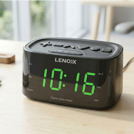 Smartphone-Charging Alarm Clock & FM Radio (Black) w/ USB Port.