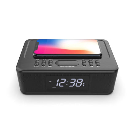 2in1 10W Wireless Fast Charging Wireless Streaming/FM Radio Alarm Clock w/ USB/AUX.