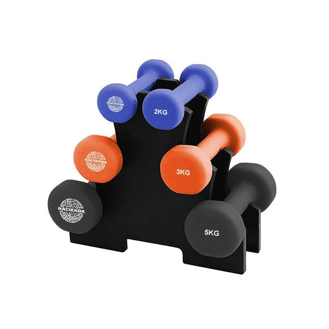 7pc 2/3/5kg 20Kg Total Weighted Dumbbell Gym Set for Exercise w/Rack.