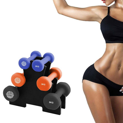 7pc 2/3/5kg 20Kg Total Weighted Dumbbell Gym Set for Exercise w/Rack.