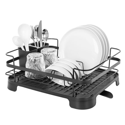 Steel Frame Dish Drying Rack Durable Steel Frame, Removable Utensil Holder, Compact Size for Small Kitchens & Apartments.