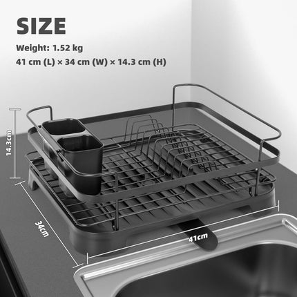 Steel Frame Dish Drying Rack Durable Steel Frame, Removable Utensil Holder, Compact Size for Small Kitchens & Apartments.