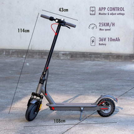 Electric Scooter, 350W Motor, 8.5 inch  Tyres, Front Suspension, Smart App, Foldable, 25kph.