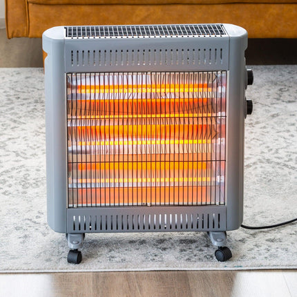2200W Quartz Infrared Radiant Heater with Adjustable Thermostat and 2 Power Settings.