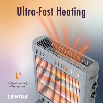 2200W Quartz Infrared Radiant Heater with Adjustable Thermostat and 2 Power Settings.