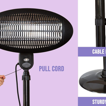 2000W 2.1m Free Standing Adjustable Portable Outdoor Electric Patio Heater Black.