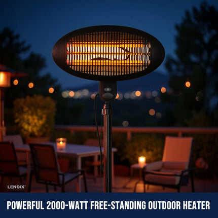 2000W 2.1m Free Standing Adjustable Portable Outdoor Electric Patio Heater Black.