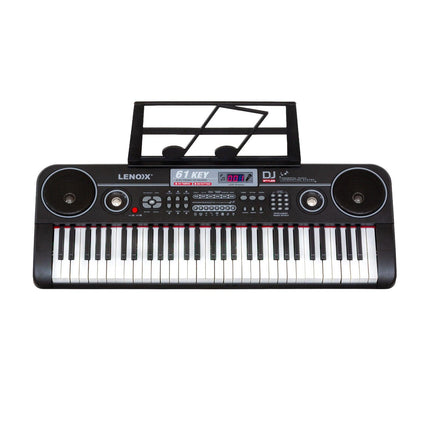61-Key Electronic Learning Piano Keyboard, Light-Up Keys, LCD Display, with Music Stand Holder.