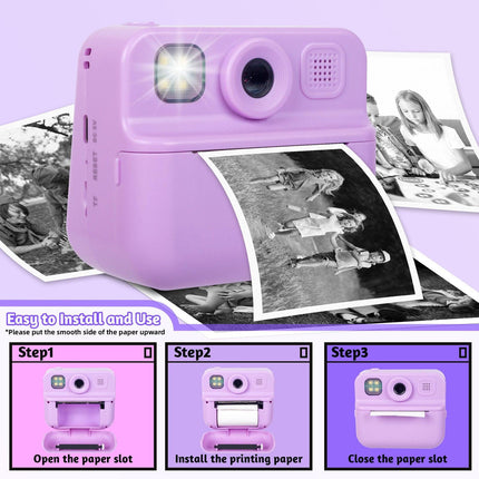 Kids 48MP Instant Print Camera with Dual Lens and 1080P HD Video.