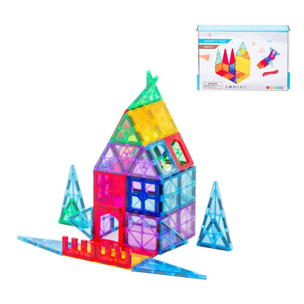 48 Pcs non-toxic STEM Educational, Durable Magnetic Tiles/Puzzle with Storage Bag.
