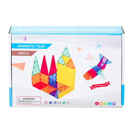 48 Pcs non-toxic STEM Educational, Durable Magnetic Tiles/Puzzle with Storage Bag.