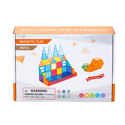 78 Pcs non-toxic STEM Educational, Durable Magnetic Tiles/Puzzle with Storage Bag.