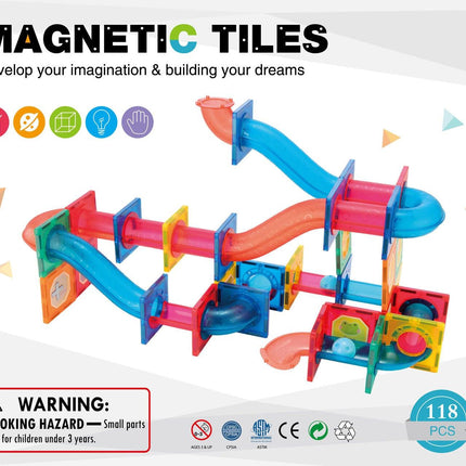118 Pcs non-toxic STEM Educational, Durable Magnetic Tiles/Puzzle with Storage Bag.