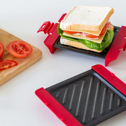 Compact Microwave Sandwich Maker Non-Stick Grill Plates for Quick Meals at Home, Work, or Travel.