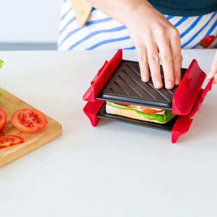 Compact Microwave Sandwich Maker Non-Stick Grill Plates for Quick Meals at Home, Work, or Travel.