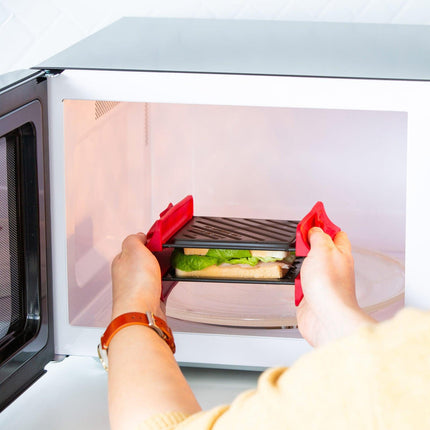 Compact Microwave Sandwich Maker Non-Stick Grill Plates for Quick Meals at Home, Work, or Travel.