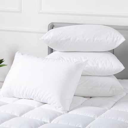 100 Percent Cotton Pillow Cover with 800g Poly Fill,  Hypoallergenic, Antibacterial, and Cooling Technology  4 PK.
