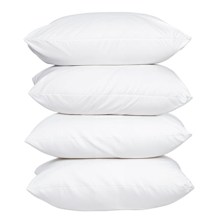 100 Percent Cotton Pillow Cover with 800g Poly Fill,  Hypoallergenic, Antibacterial, and Cooling Technology  4 PK.
