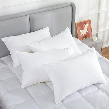 100 Percent Cotton Pillow Cover with 800g Poly Fill,  Hypoallergenic, Antibacterial, and Cooling Technology  4 PK.