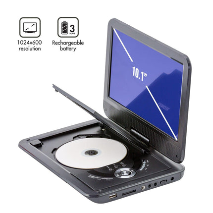 10.1" Portable DVD Player w/ 270-Degrees Swivel-Screen & Rechargeable.