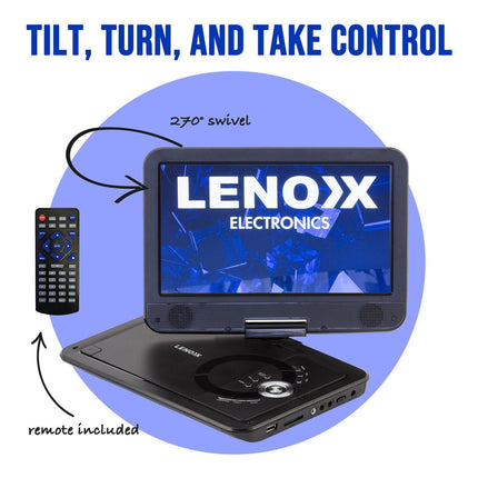 10.1" Portable DVD Player w/ 270-Degrees Swivel-Screen & Rechargeable.