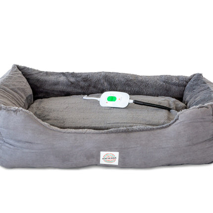 Easy to Clean Electric Heated Rabbit Faux Fur Covering Pet Bed - Medium.