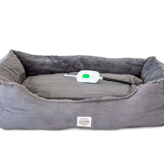 Easy to Clean Electric Heated Rabbit Faux Fur Covering Pet Bed - Medium.