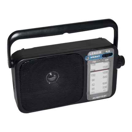 AM/FM Mantle Radio (Black) Battery Operated, w/ Bandwidth 540-1600.