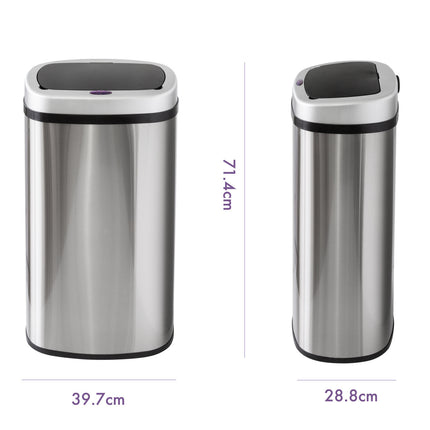 60L Stainless Steel Motion Sensor Rubbish Bin.