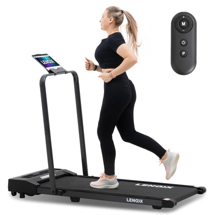 2HP 52cm Walking Pad Treadmill w/ Remote, Foldable Handrail, and Tablet Holder.