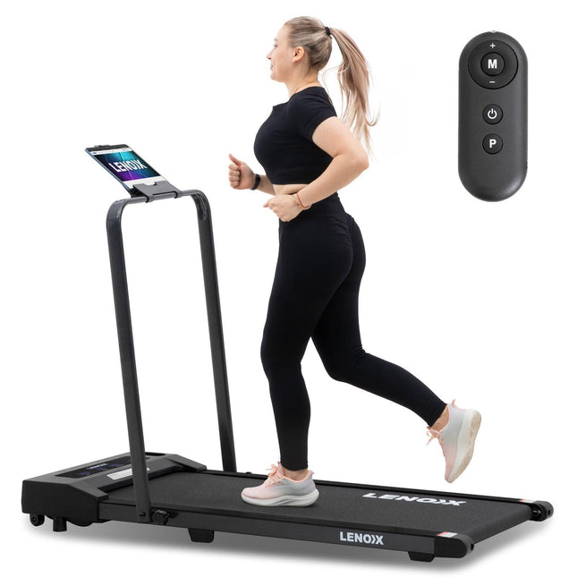 2HP 52cm Walking Pad Treadmill w/ Remote, Foldable Handrail, and Tablet Holder.