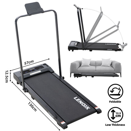2HP 52cm Walking Pad Treadmill w/ Remote, Foldable Handrail, and Tablet Holder.