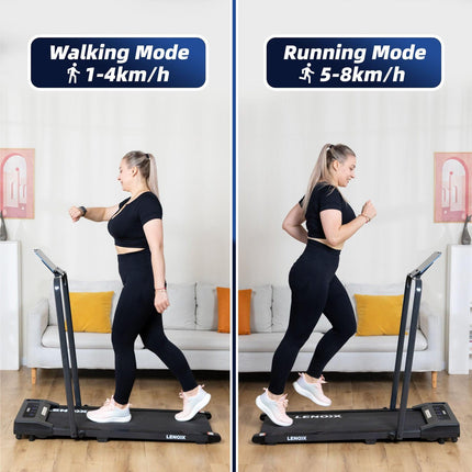 2HP 52cm Walking Pad Treadmill w/ Remote, Foldable Handrail, and Tablet Holder.