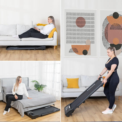 2HP 52cm Walking Pad Treadmill w/ Remote, Foldable Handrail, and Tablet Holder.