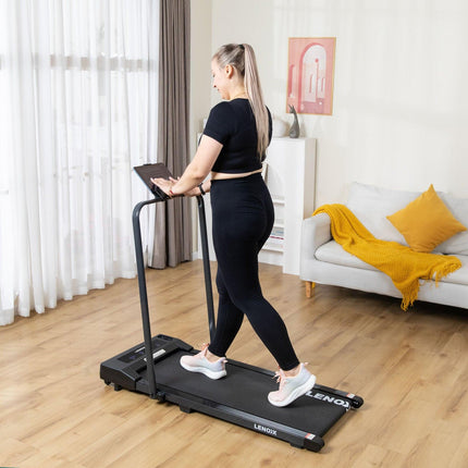 2HP 52cm Walking Pad Treadmill w/ Remote, Foldable Handrail, and Tablet Holder.