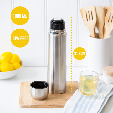 1L Stainless Steel Vacuum Flask Insulated Drink Container.