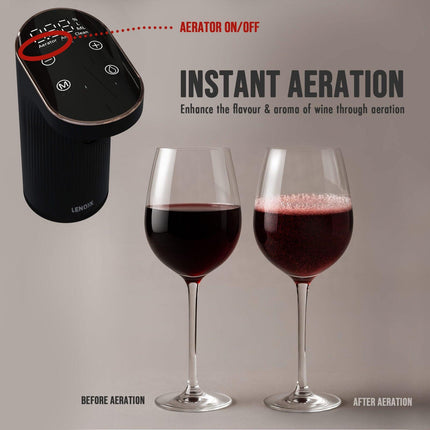 Instant Wine Aerator & Dispenser with Adjustable Bottle Fit.