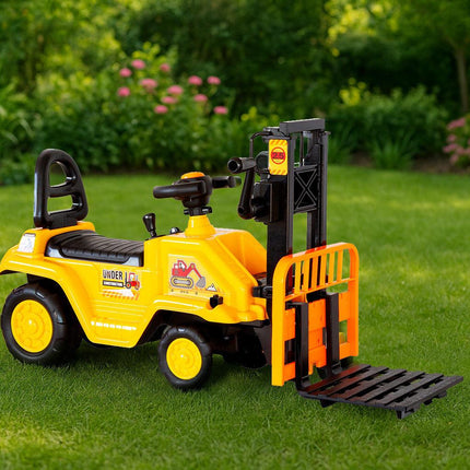 Kids Manual Forklift Ride-On with Working Mast Lift and Pallet.