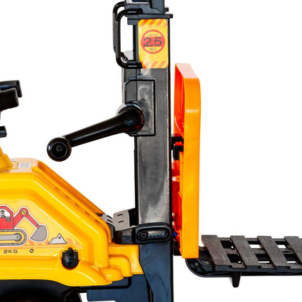 Kids Manual Forklift Ride-On with Working Mast Lift and Pallet.