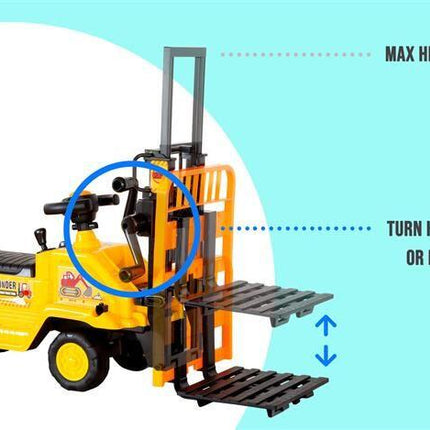 Kids Manual Forklift Ride-On with Working Mast Lift and Pallet.