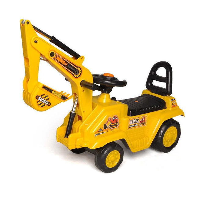 Ride-on Children's Excavator (Yellow) w/ Dual Operation Levers to Scoop.