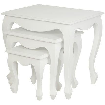 Queen Ann Nest of Table Set of 3 (White).
