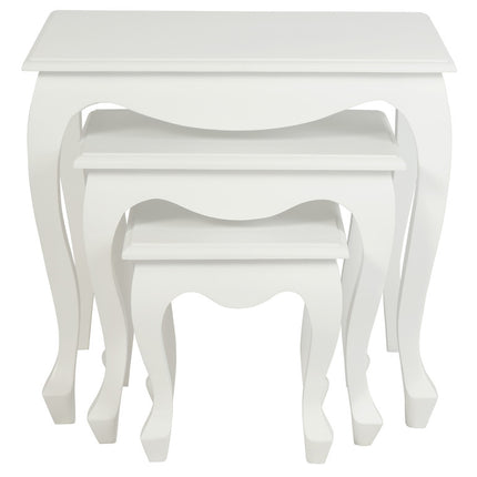 Queen Ann Nest of Table Set of 3 (White).