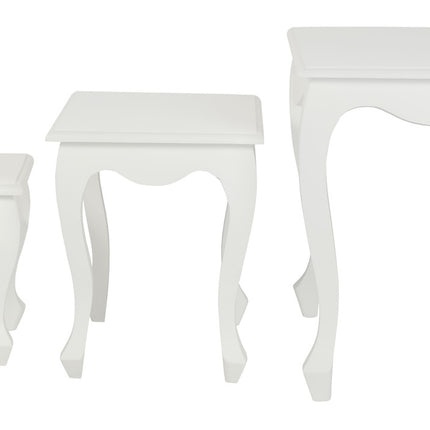 Queen Ann Nest of Table Set of 3 (White).