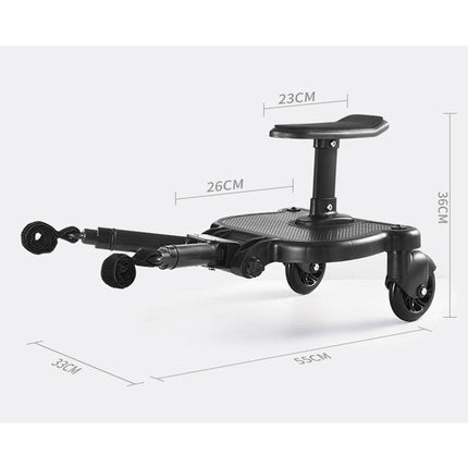Baby Jogger Glider Board 2 in 1 Kid Stroller Board with Dismountable Seat AU black wheel.