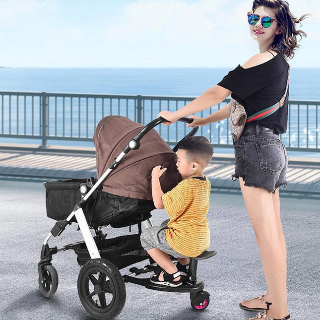 Stroller Step Board Toddler Buggys Wheel Standing Board Skateboard For Pram Kids Pink.