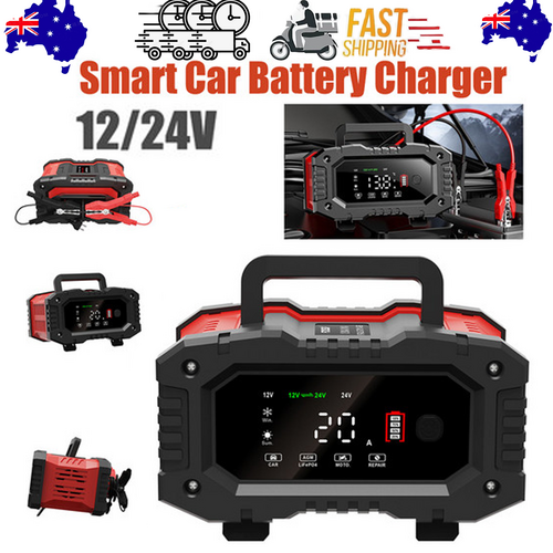 12V 20A/24V 10A Smart Car Battery Charger for Lead Acid LiFePo4 AGM Moto Battery.