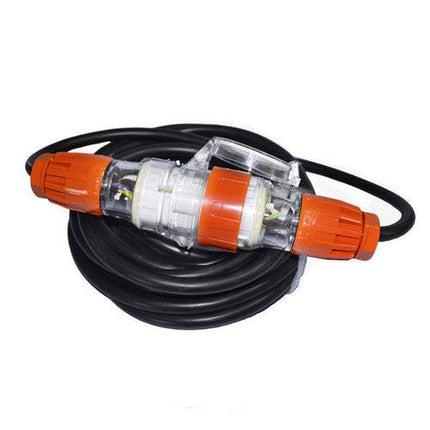 32 Amp 5m 3 Pin Extension Lead Single Phase 250V Rubber Cable Male/Female Plug.